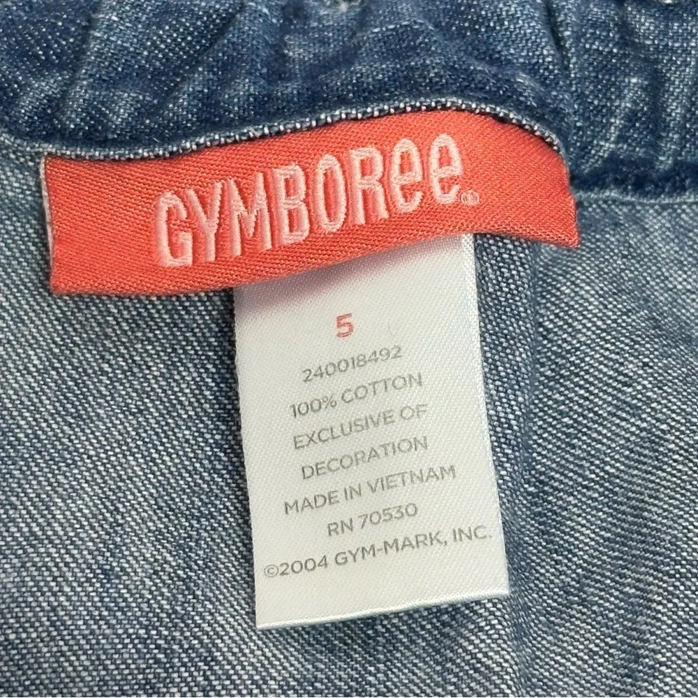 Gymboree Girls Size 5 Denim Skirt Ruffles Embroidered Side Zip